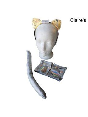 Claires Cat Costume Set Iridescent Cat Ears Paws & Tail Costume Accessories